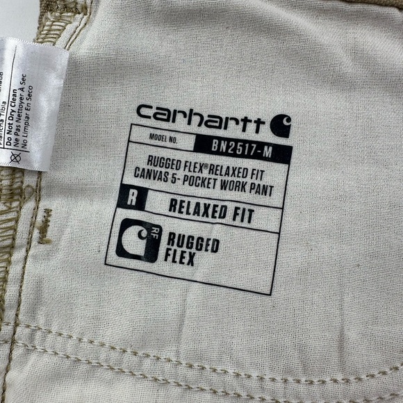 Carhartt Relaxed Fit Khaki Rugged Flex/Carvas 5-Pocket Work Pant (Size: 33x28) - Picture 9 of 13